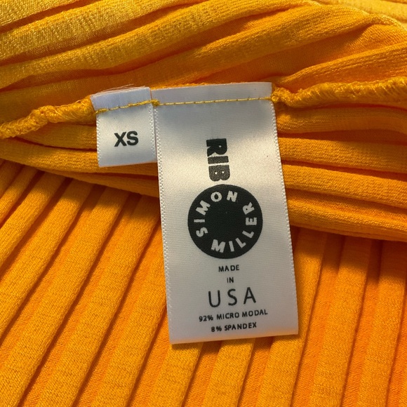 SIMON MILLER Rib Scoop Neck Cap Sleeve Long Dress, Vibrant Yellow/Orange, Sz XS - Picture 6 of 15